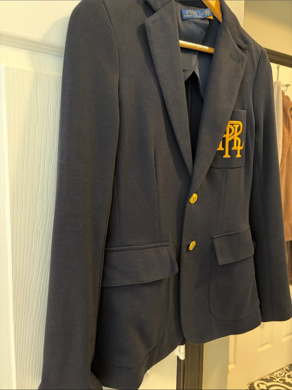 Polo by Ralph Lauren Navy Blazer with Gold Crest Patch - Picture 4 of 7